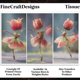 3 Shabby Chic Flower Dancers, Rose DJ6R Decoupage Tissue Paper