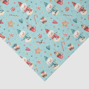 3 Sheets, Name, Whimsy Snowman Sweets and Hearts Tissue Paper