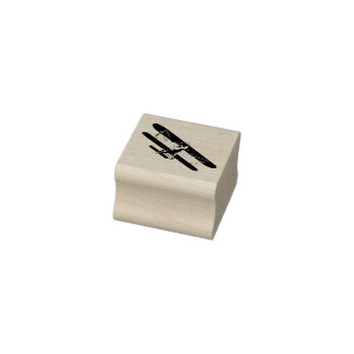 3 sizes rubber stamp with retro image Aeroplane
