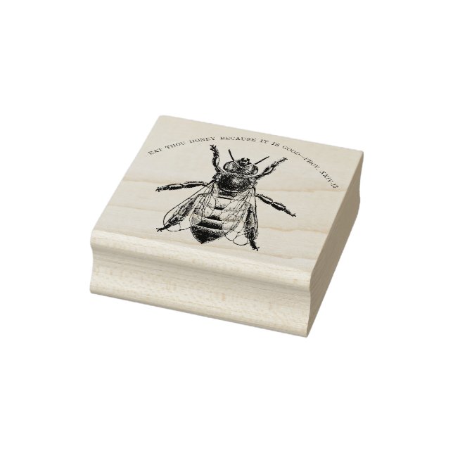 3 sizes rubber stamp with retro image Bee (Stamp)