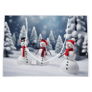 3 snowmen in the woods large gift bag