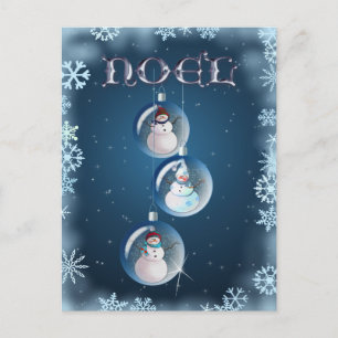 3 SNOWMEN & SNOWFLAKES by SHARON SHARPE Holiday Postcard