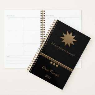 3 Sphere Brushed Gold Black Professional Business Planner