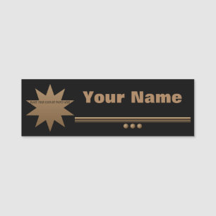 3 Sphere Brushed Gold Black Professional Classic Name Tag