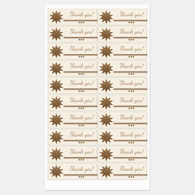3 Sphere Gold Text Cream Thank You Labels (Sheet)