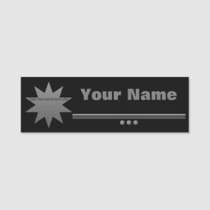 3 Sphere Silver Text Black Professional Name Tag