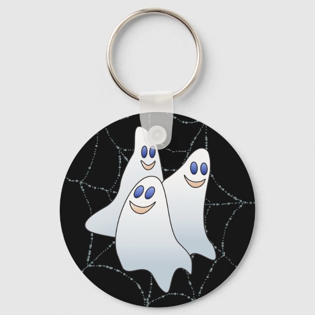 3 SPOOKS on a SPIDER WEB by SHARON SHARPE Key Ring (Front)
