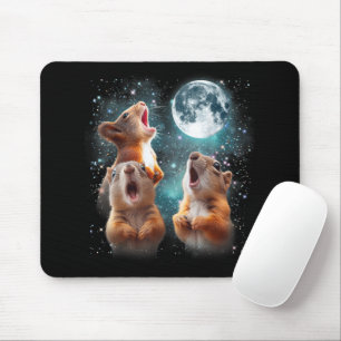 3 Squirrel Moon Howling Squirrel Head Funny Mouse Pad