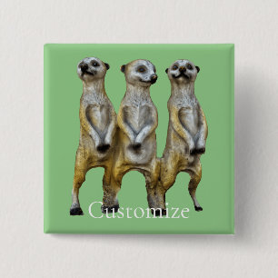3 Standing Meerkats Thunder_Cove 15 Cm Square Badge