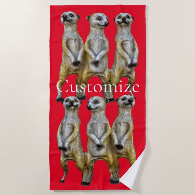 3 Standing Meerkats Thunder_Cove  Beach Towel (Front)