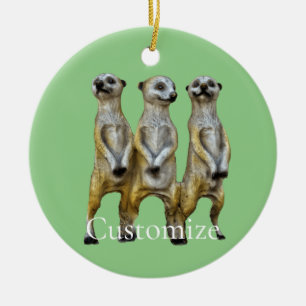 3 Standing Meerkats Thunder_Cove  Ceramic Tree Decoration