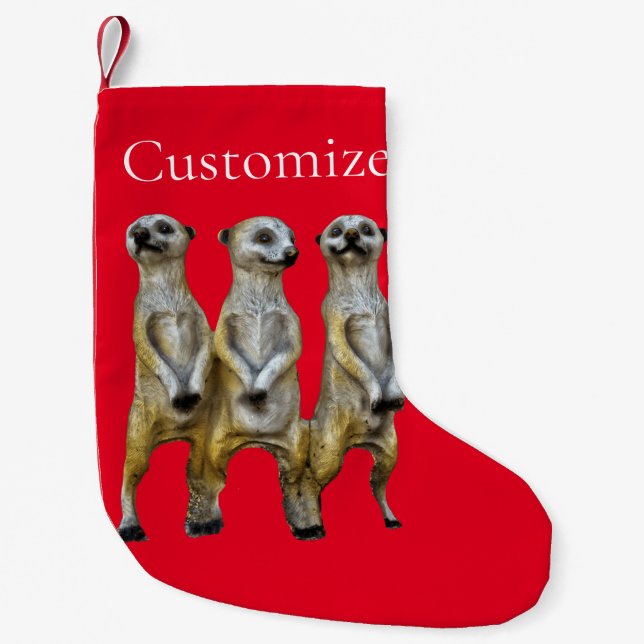 3 Standing Meerkats Thunder_Cove  Small Christmas Stocking (Front)