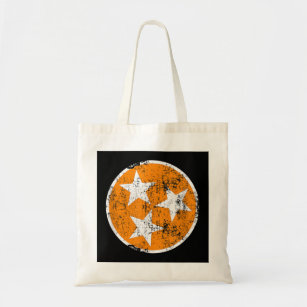 3 Star TN Orange and White Distressed Tennessee St Tote Bag