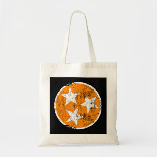 3 Star TN Orange and White Distressed Tennessee St Tote Bag