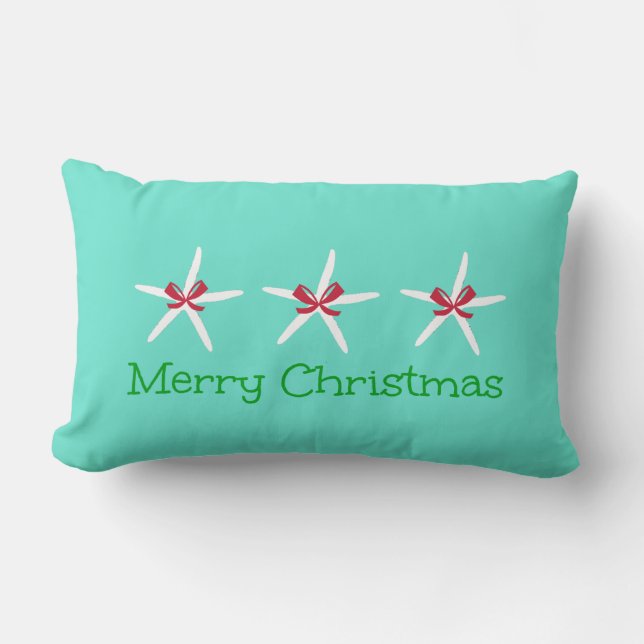 3 Starfish Merry Christmas Pillow (Front)