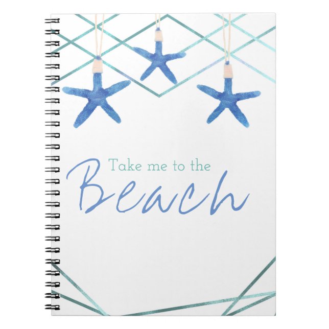 3 Starfish & Modern Lines Elegant Beach Custom Spiral Notebook (Front)