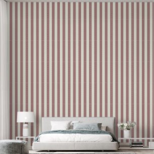 3" Stripe Earthy Terracotta Rose & Ivory White Wallpaper