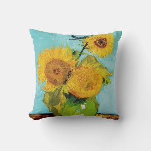 3 Sunflowers in a Vase by Vincent Van Gogh Cushion