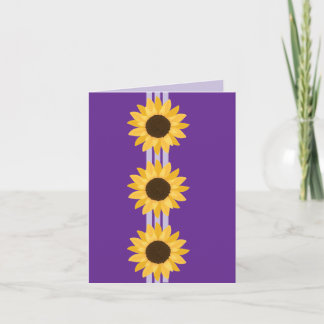 3 Sunflowers on Purple Card