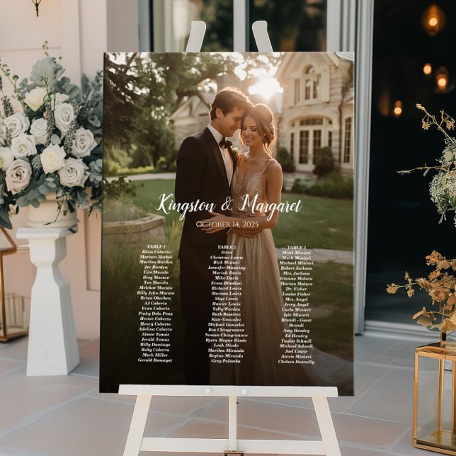 3 tables elegant photo wedding seating chart (Creator Uploaded)
