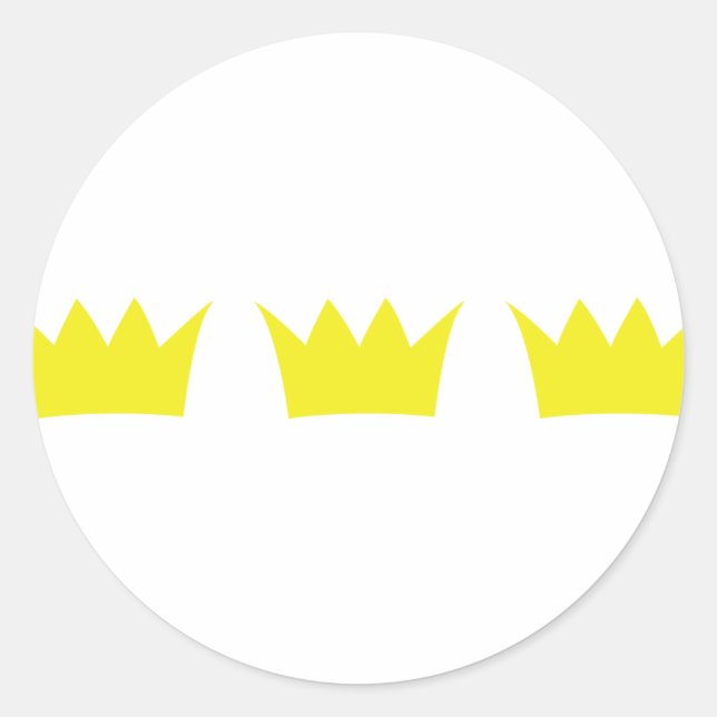 3 three king crowns classic round sticker (Front)