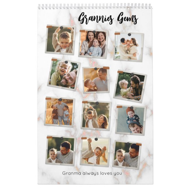 3 Three Photo Modern Elegant Collage Family Love Calendar (Cover)