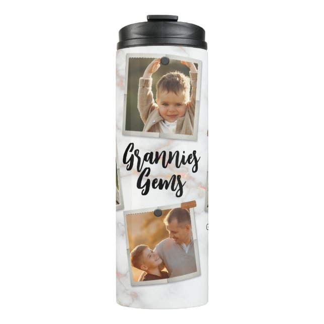 3 Three Photo Modern Elegant Collage Family Love  Thermal Tumbler (Front)
