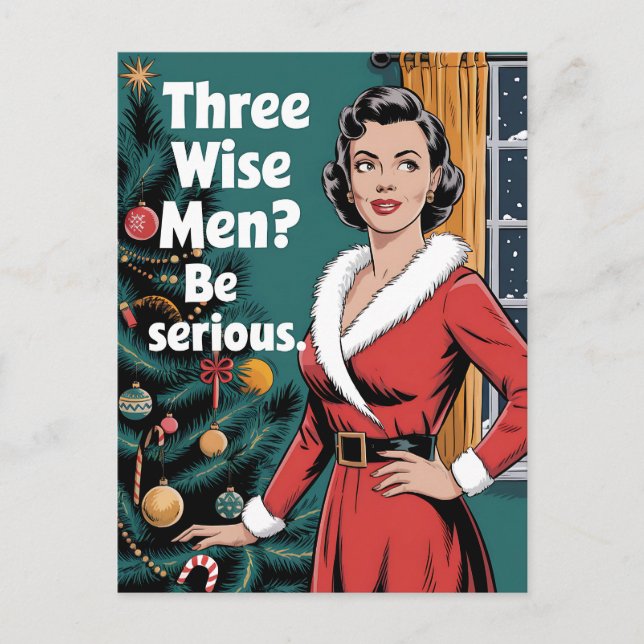 3 Three Wise Men Be Serious Christmas Xmas Postcard (Front)