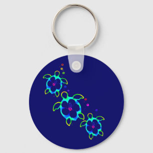 3 Tie Dyed Honu Turtles Key Ring