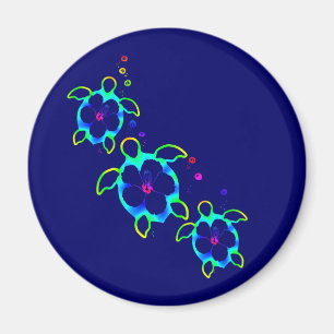 3 Tie Dyed Honu Turtles Magnet