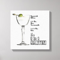 3 to 1 (Wet) Martini Cocktail Recipe Art 12"x12"