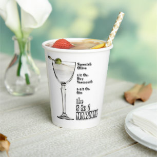 3 to 1 (Wet) Martini Cocktail Recipe Art Paper Cups
