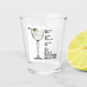 3 to 1 (Wet) Martini Cocktail Recipe Art Shot Glass