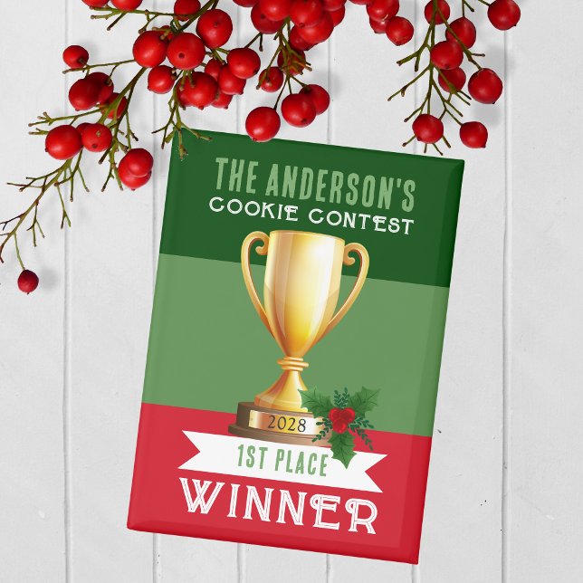 3 Toned Holiday Contest Winner Award Prize Magnet (Christmas Holiday Competition Prize Magnet for the Winner. Great for Cookie & Sweater Contests!)