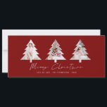 3 Tree Shape Photos Burgundy Merry Christmas Holiday Card<br><div class="desc">Minimalist 3 Tree Shape Photos Burgundy Merry Christmas. Available digitally and printed. Merry Christmas is in a stylish set script. Easily replace the sample three images with your own and personalise with your names on the front.</div>