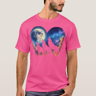 3 Tree Wolf Moon Howling Wolves Head Forest Nature T-Shirt