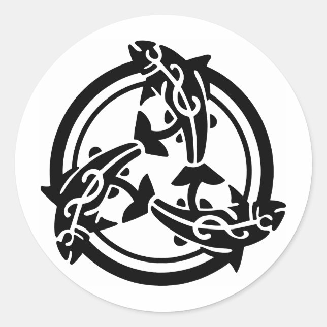 3 Tribal Dolphins Classic Round Sticker (Front)