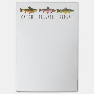 3 Trout Catch Release Repeat Fly Fishing Post-it Notes