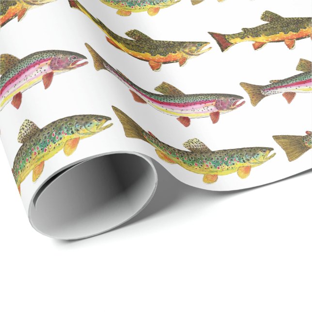 3 Trout Fly Fishing Wrapping Paper (Roll Corner)