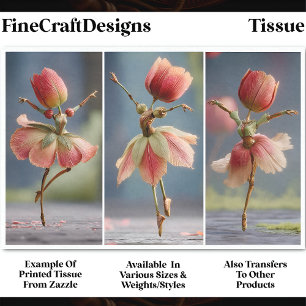 3 Tulip Flower Ballerinas, Pink  DJ5L Decoupage Tissue Paper