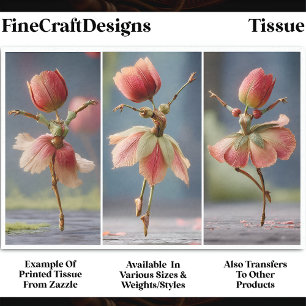 3 Tulip Flower Ballerinas, Pink  DJ5R Decoupage Tissue Paper