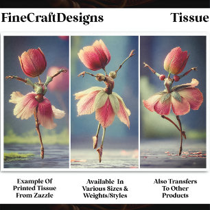 3 Tulip Flower Ballerinas, Pink  DJ5RF Decoupage Tissue Paper