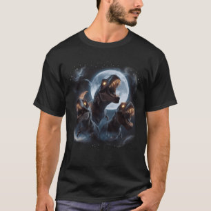 3 Tyrannosaurus Howling At Moon Prehistoric Dinosa T-Shirt