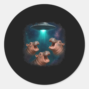 3 Ufo Baby Hip Funny Hiptamus Graphic Animal Lover Classic Round Sticker