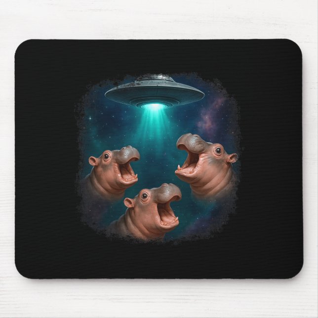 3 Ufo Baby Hip Funny Hiptamus Graphic Animal Lover Mouse Pad (Front)