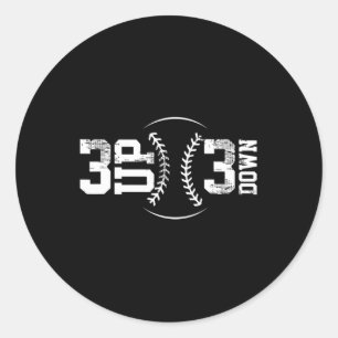 3 UP 3 Down Baseball   Classic Round Sticker