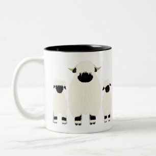 3 Valais sheep in a row Two-Tone Coffee Mug