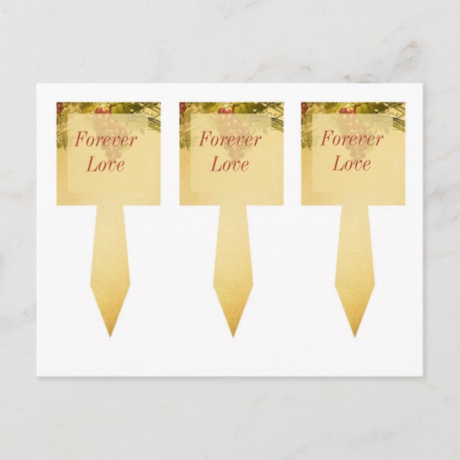 3 Vineyard Wedding Cup Cake Picks Postcard (Front)