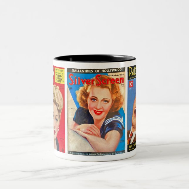 3 VINTAGE HOLLYWOOD MAGAZINES Two-Tone COFFEE MUG (Center)