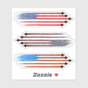 3 Vinyl Stickers scrapbook aeroplane American flag
